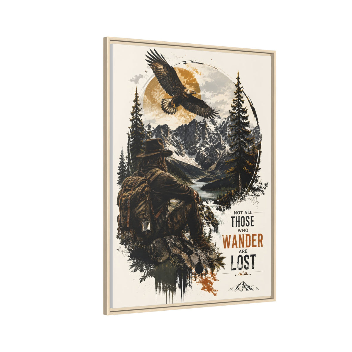 Wanderer Hiking Framed Canvas — "Not All Those Who Wander Are Lost" Wall Art