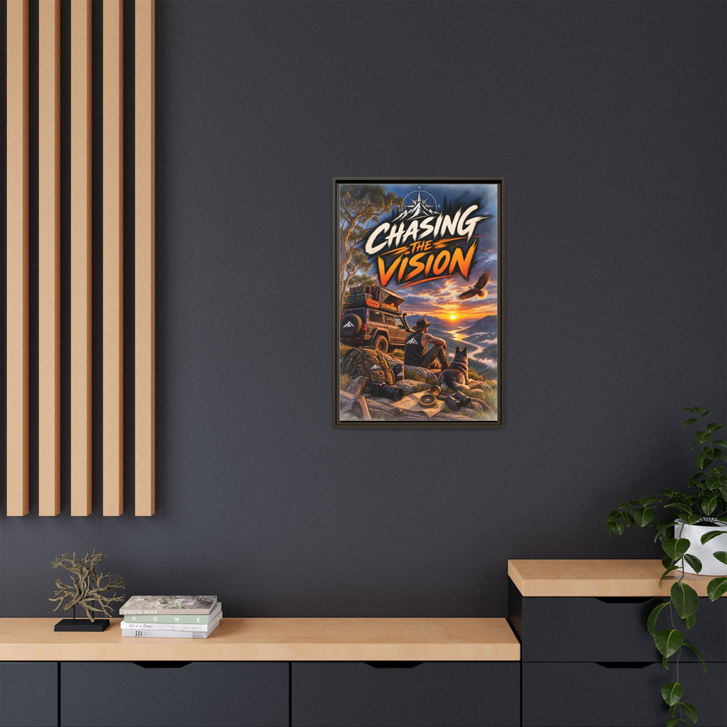 Chasing the Vision Matte Canvas Print (Framed) — Adventure Landscape Wall Art