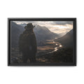 Wanderer in the Valley Matte Framed Canvas – Adventure Landscape Wall Art