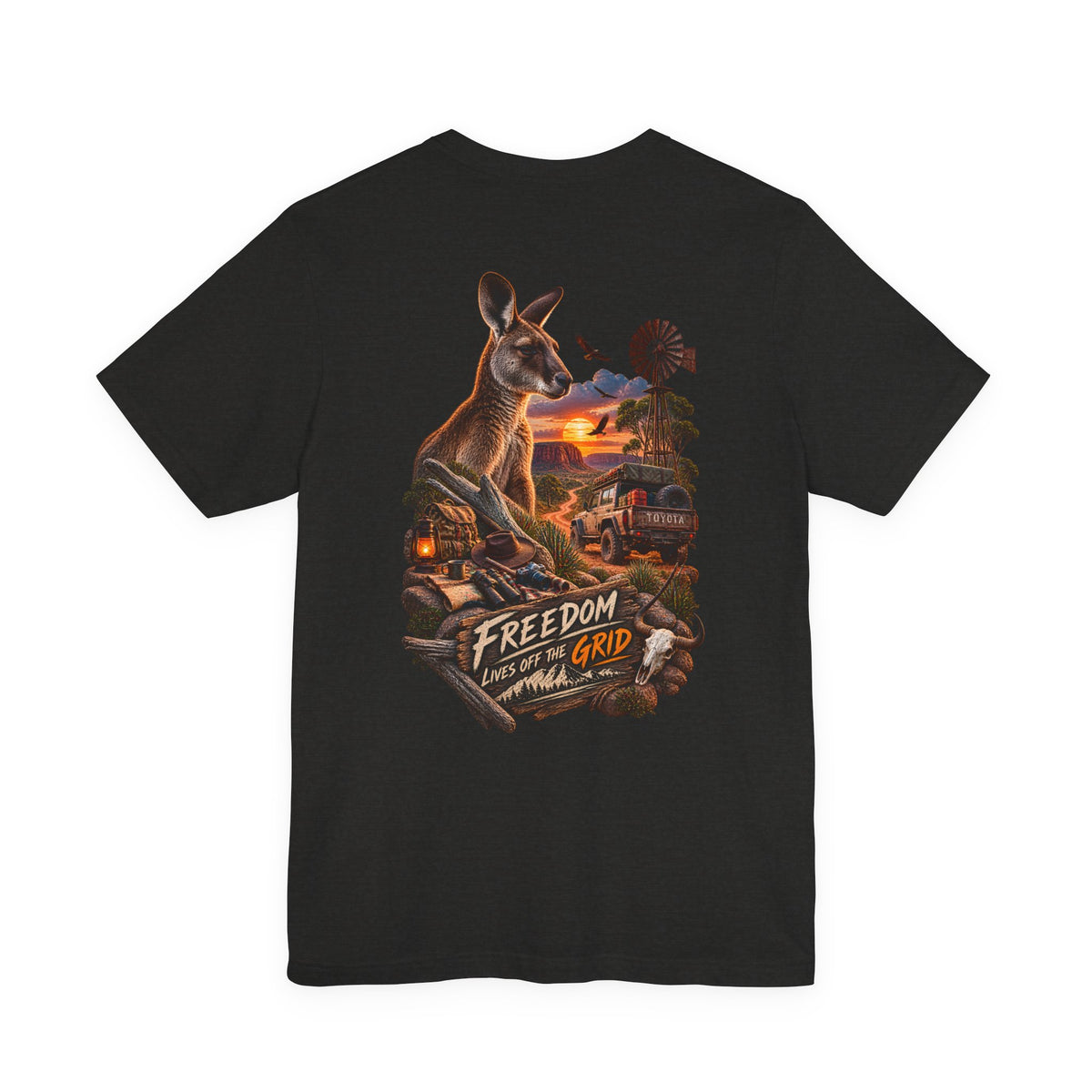 Freedom Down Under Kangaroo T-Shirt — Australia Sunset Wildlife Graphic Tee