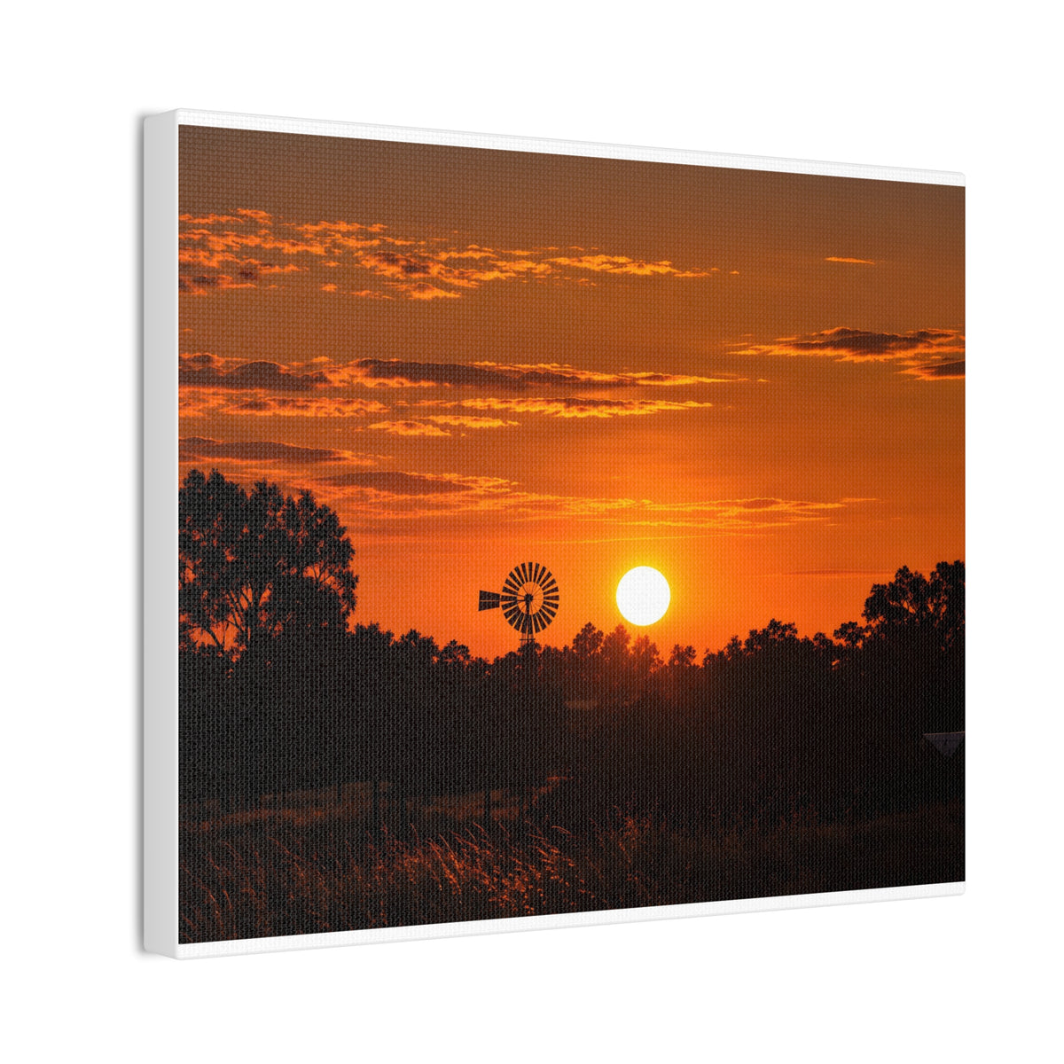 Sunset Windmill Canvas Print — Rural Farmhouse Wall Art