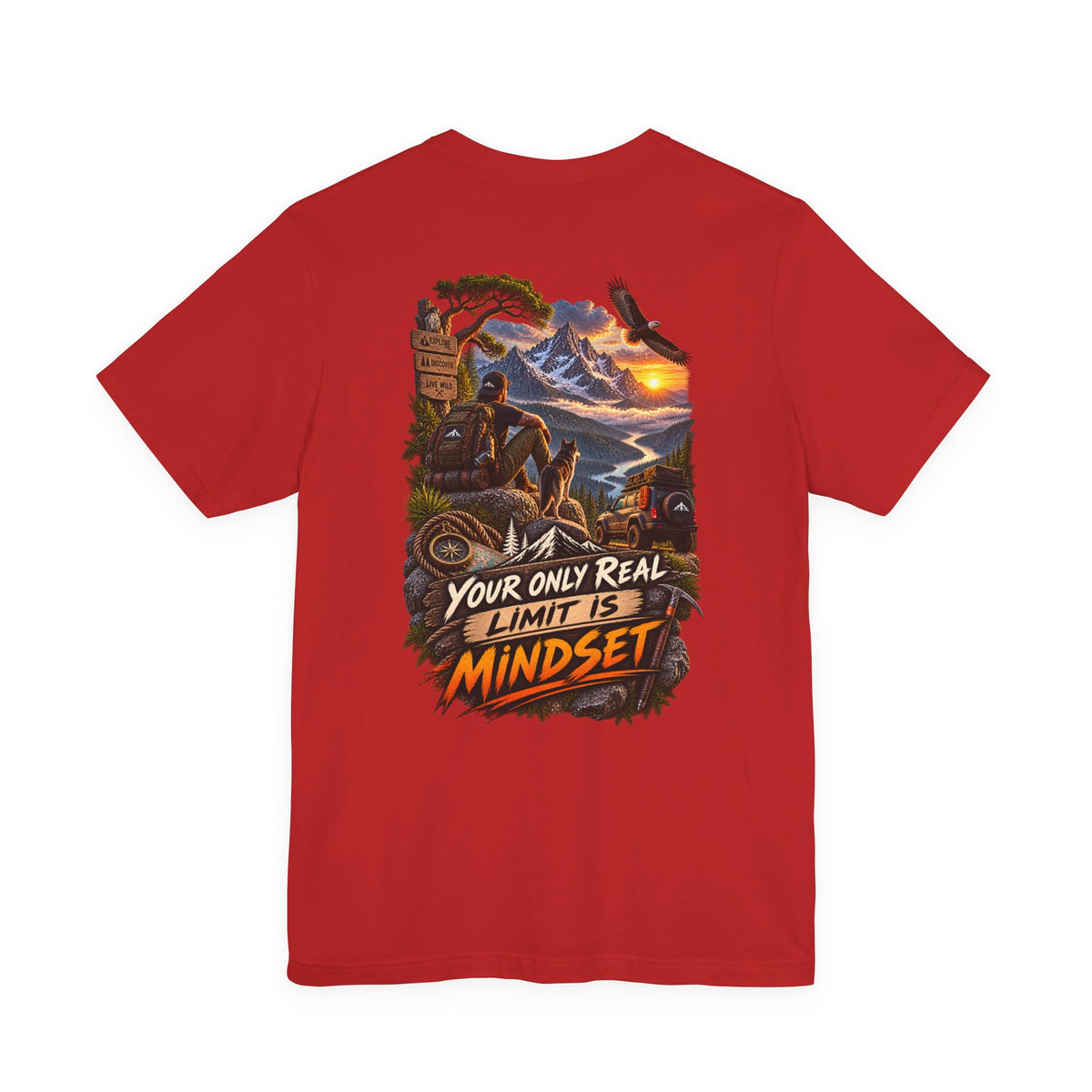 Mindset Adventure Graphic Tee — "Your Only Real Limit Is Mindset" Motivational Mountain T‑Shirt