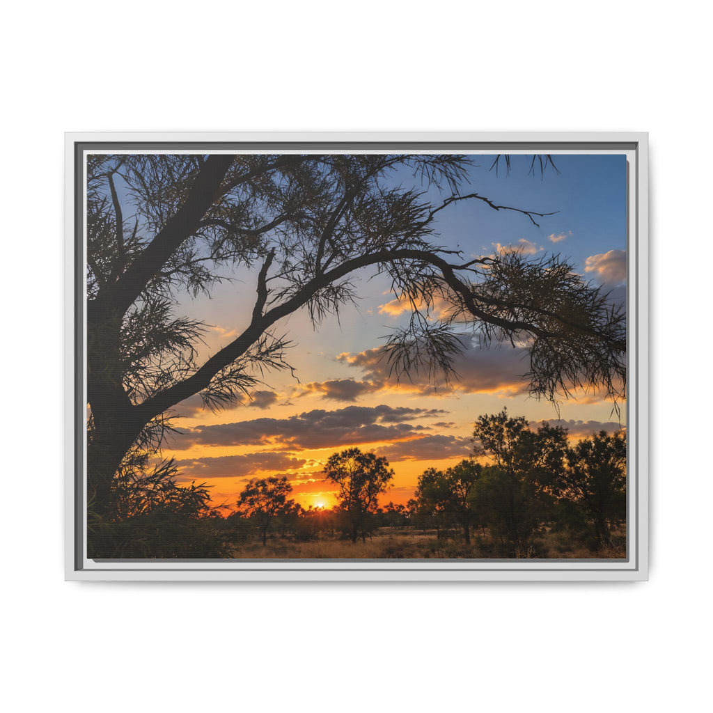 Sunset Silhouette Matte Canvas Print — Framed Landscape Wall Art