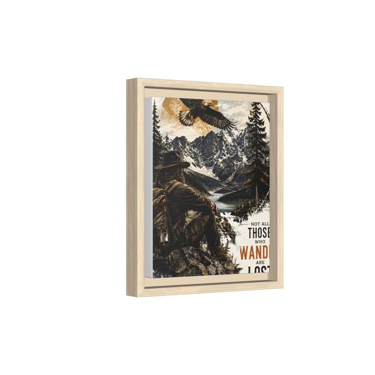 Wander Not Lost Eagle Mountain Canvas Print — Framed Matte Wall Art
