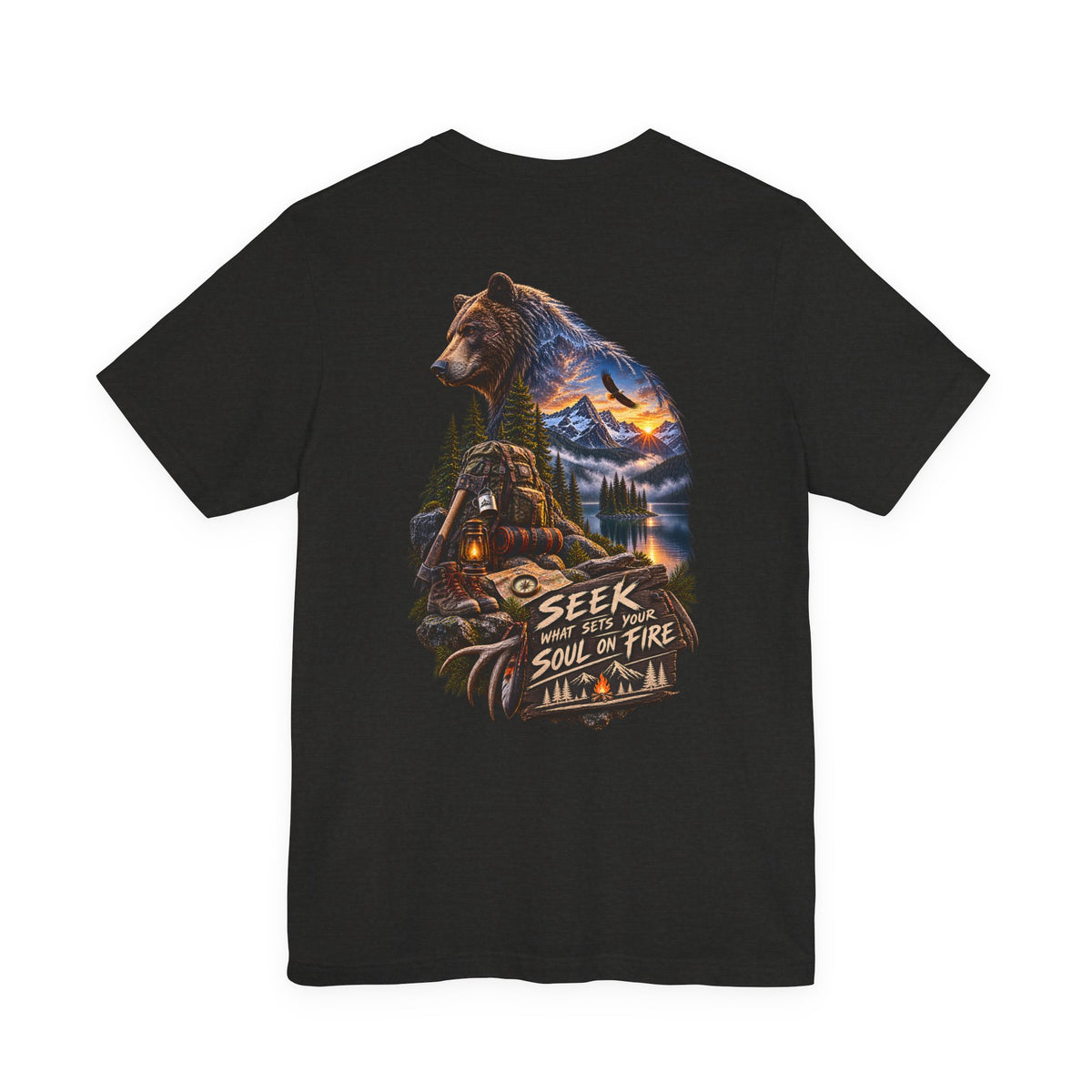 Bear Wilderness Tee — "Seek with the Soul on Fire" Outdoor Adventure T-Shirt