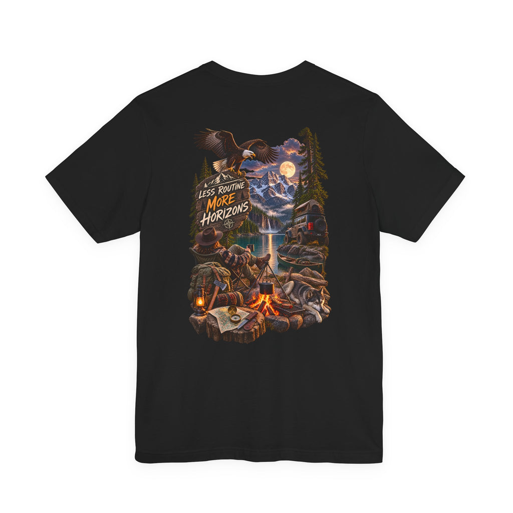 Adventure Campfire Graphic Tee — "Less Routine, More Horizons"
