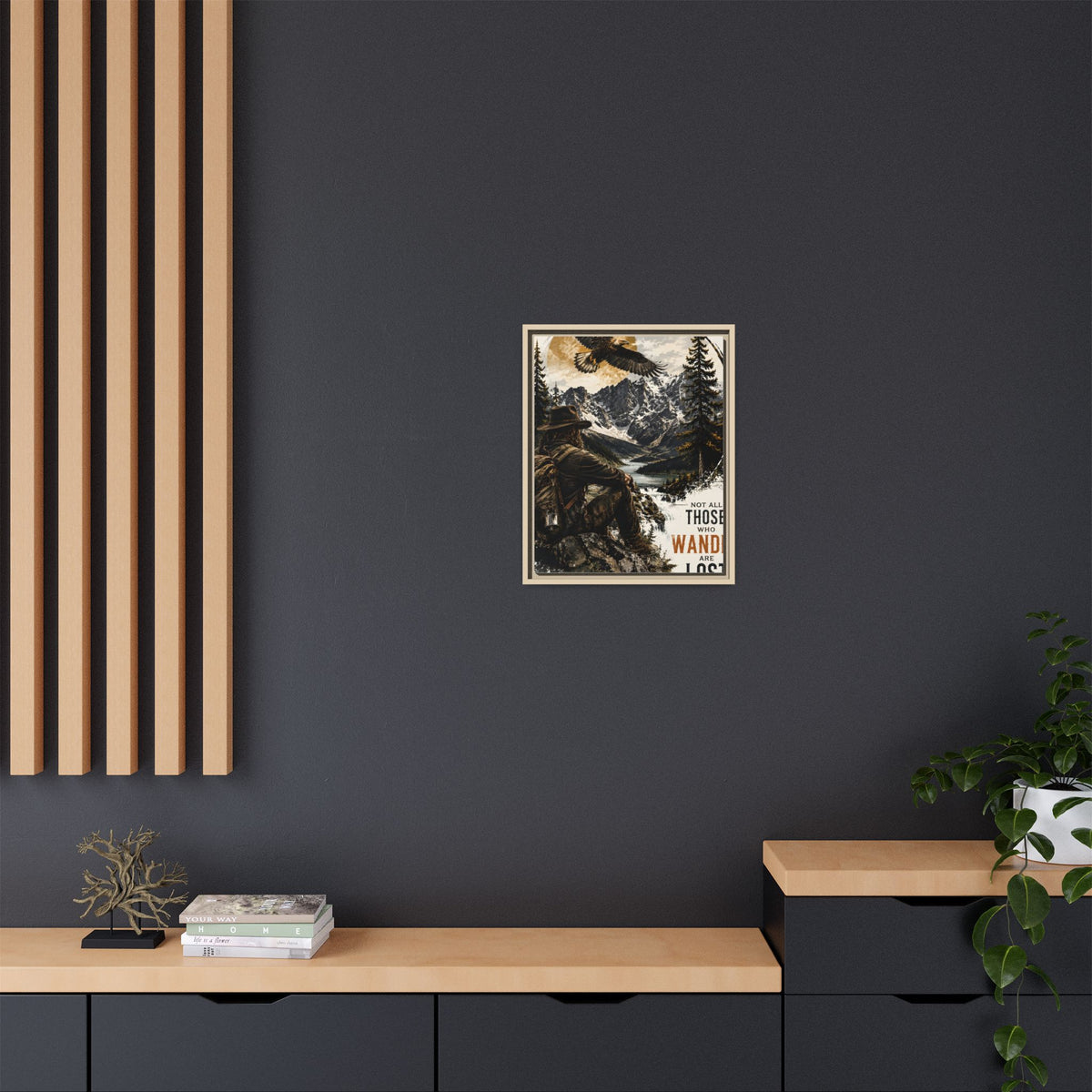 Wander Not Lost Eagle Mountain Canvas Print — Framed Matte Wall Art