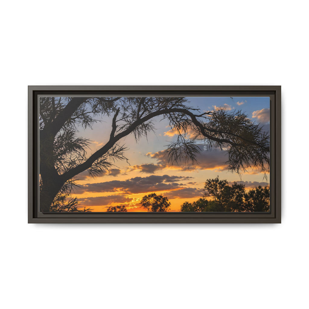 Sunset Silhouette Matte Canvas Print — Framed Landscape Wall Art