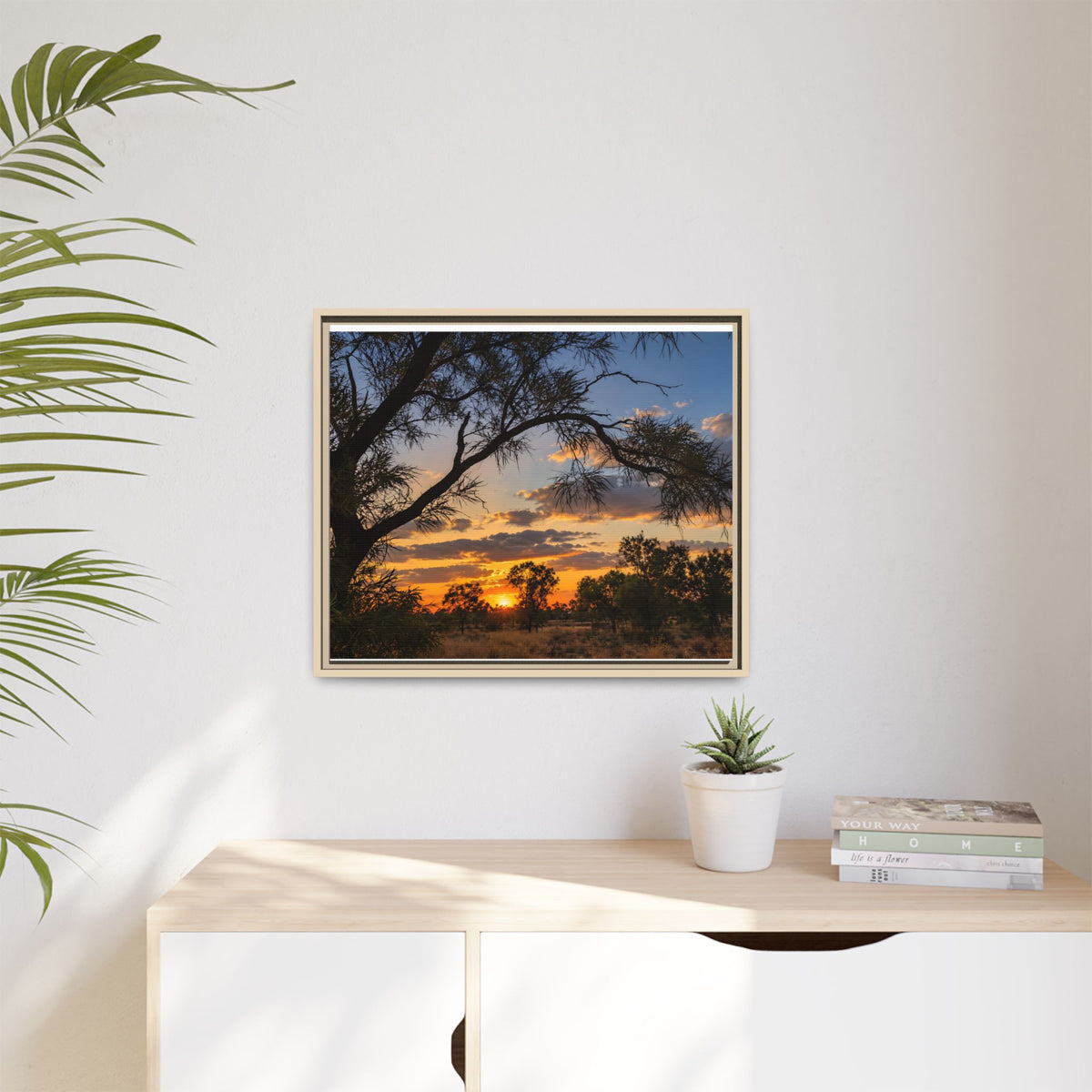 Sunset Silhouette Matte Canvas Print — Framed Landscape Wall Art