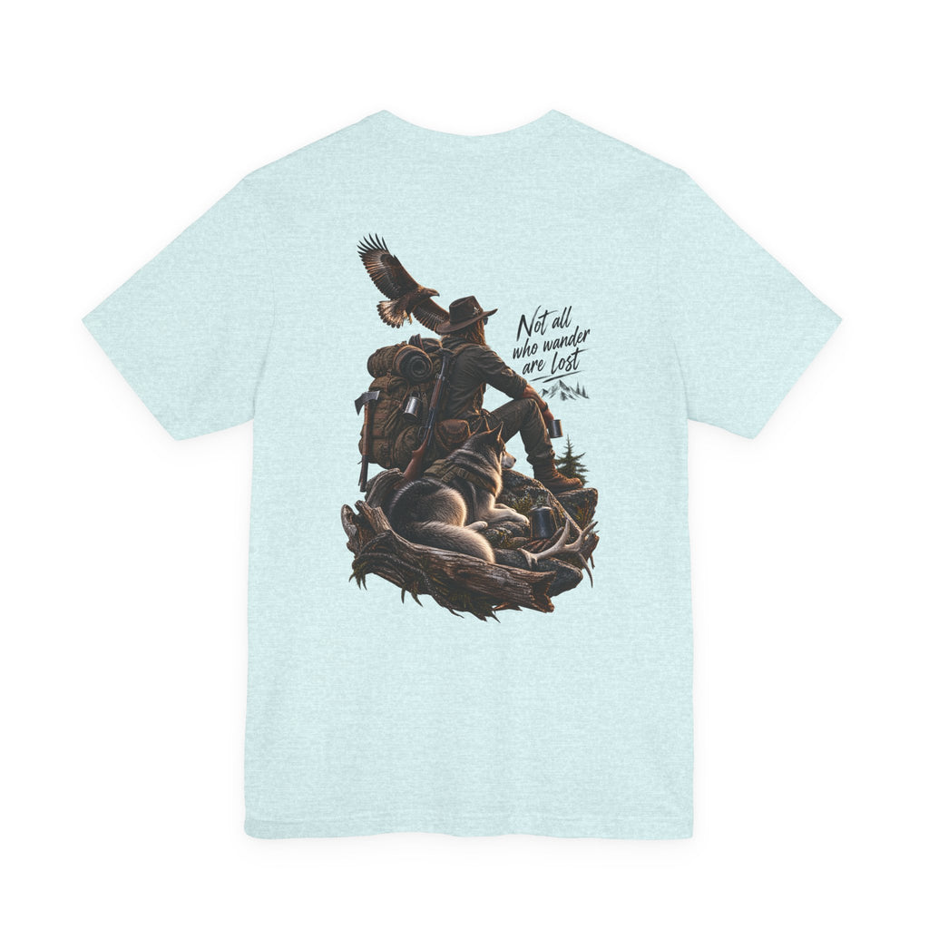T-shirt graphique Western Adventure — Impression au dos « Not all who wander are lost »