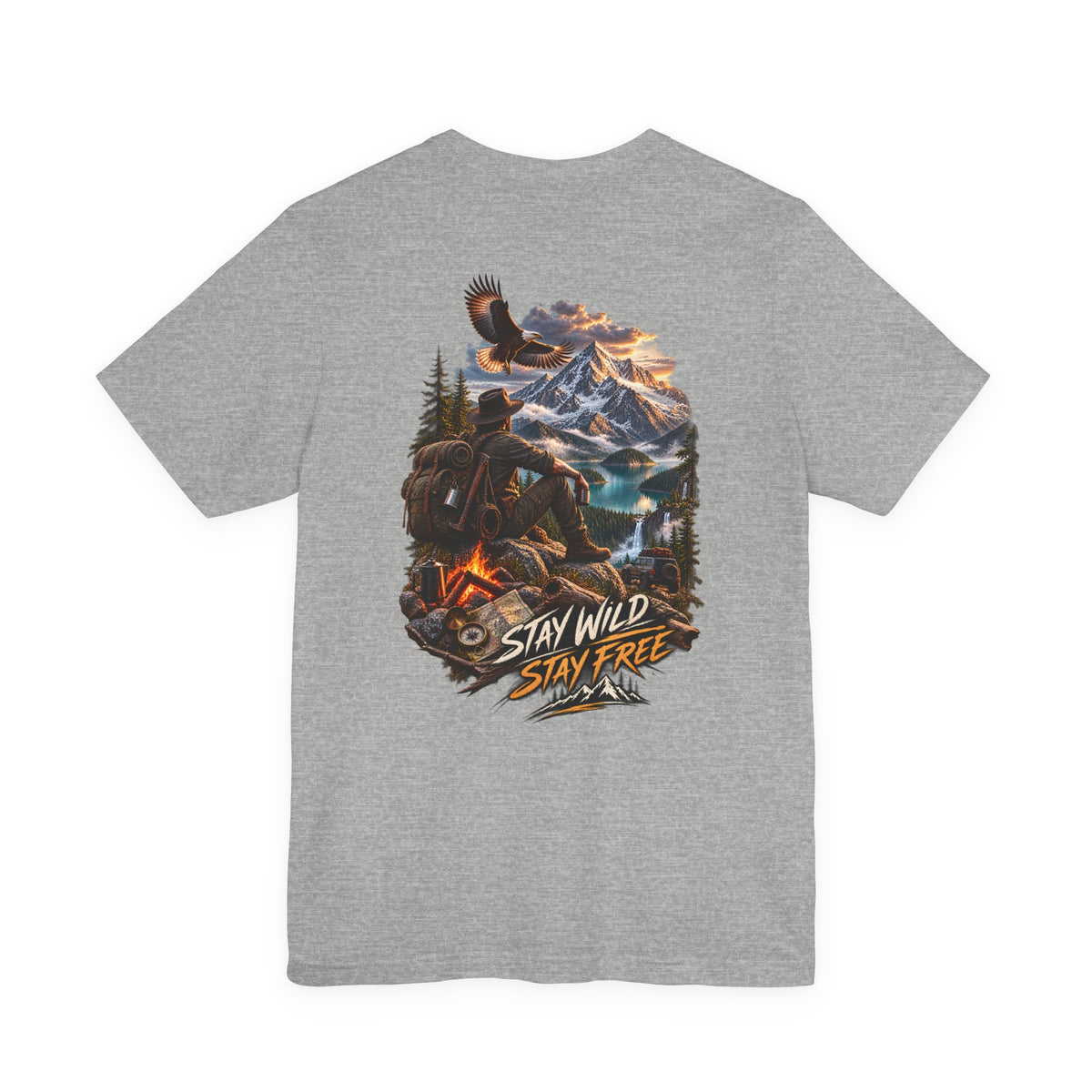 Stay Wild Stay Free Mountain Tee — Adventure Nature Graphic T-Shirt