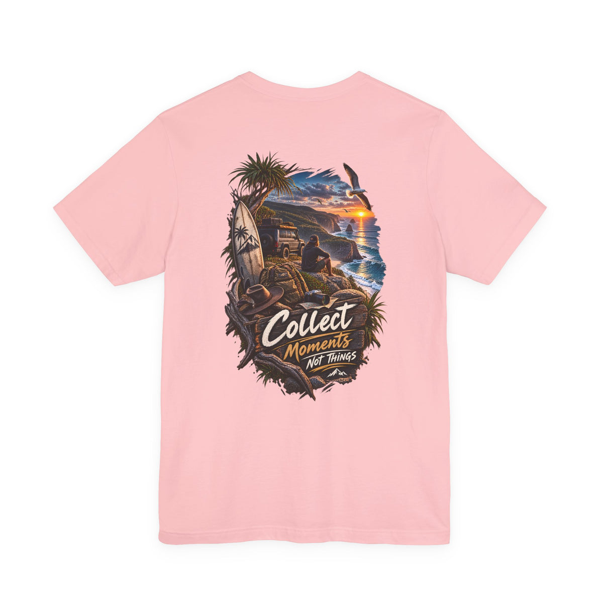 T-Shirt — "Collect Moments Not Things" Beach Sunset Graphic Tee