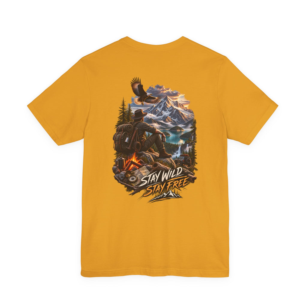 T-shirt montagne « Stay Wild Stay Free » — T-shirt graphique nature et aventure