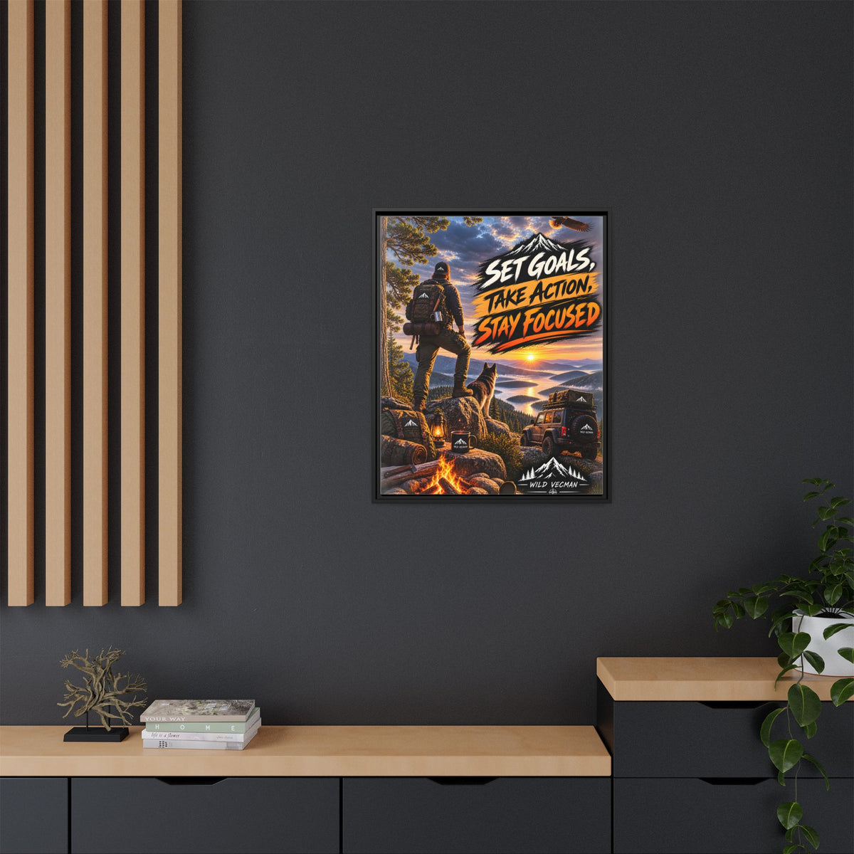 Motivational Adventure Canvas — “Set Goals, Take Action, Stay Focused”