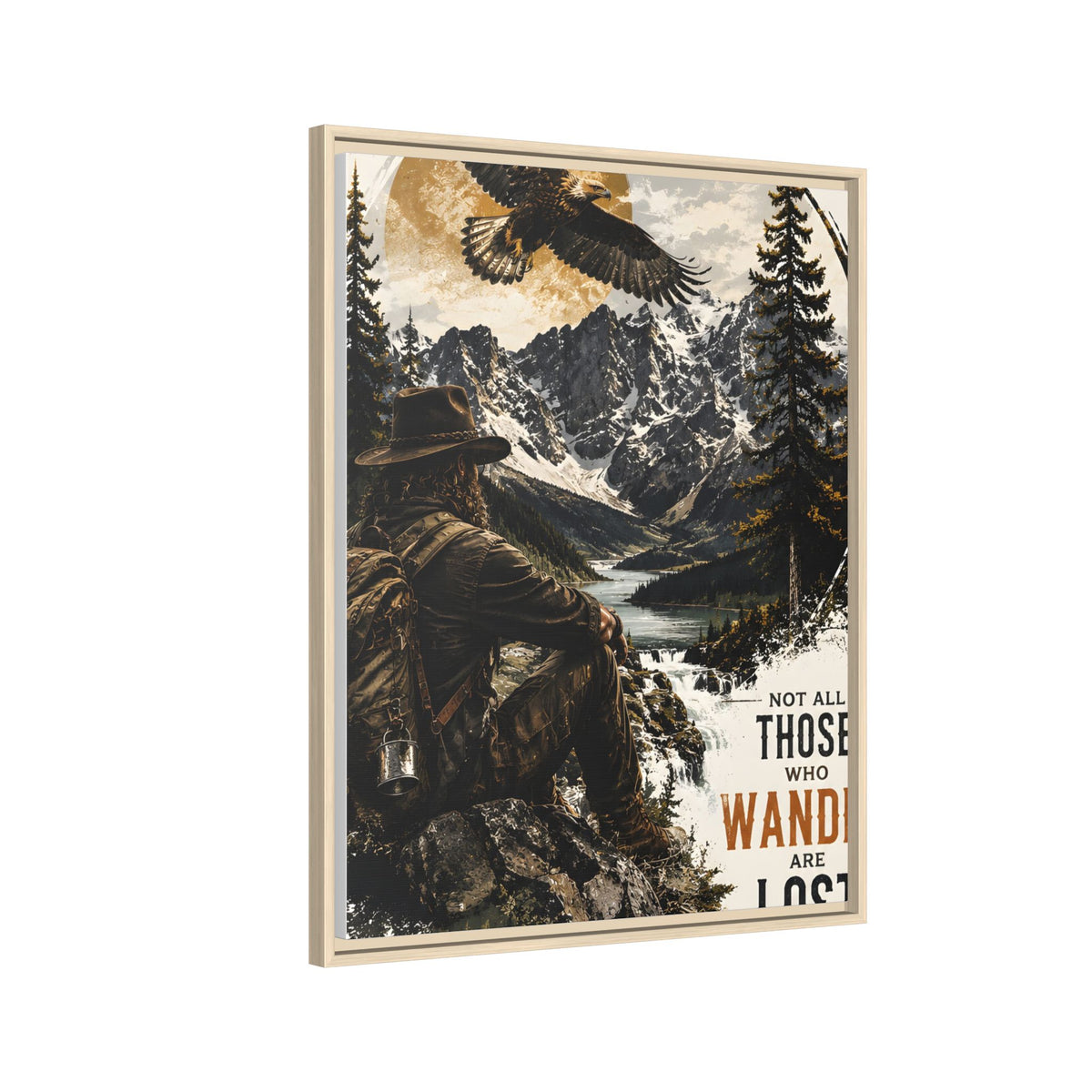 Wander Not Lost Eagle Mountain Canvas Print — Framed Matte Wall Art