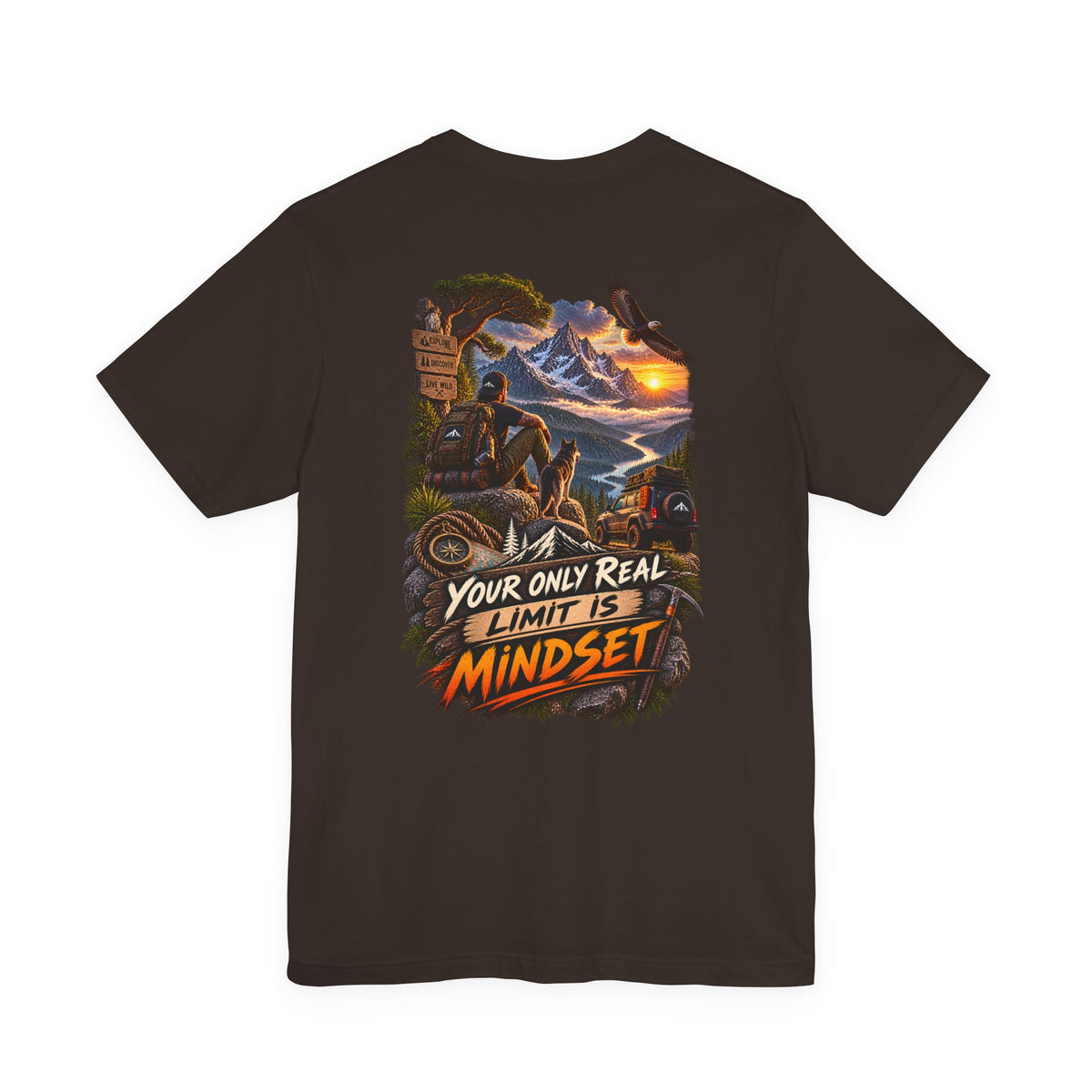 Mindset Adventure Graphic Tee — "Your Only Real Limit Is Mindset" Motivational Mountain T‑Shirt