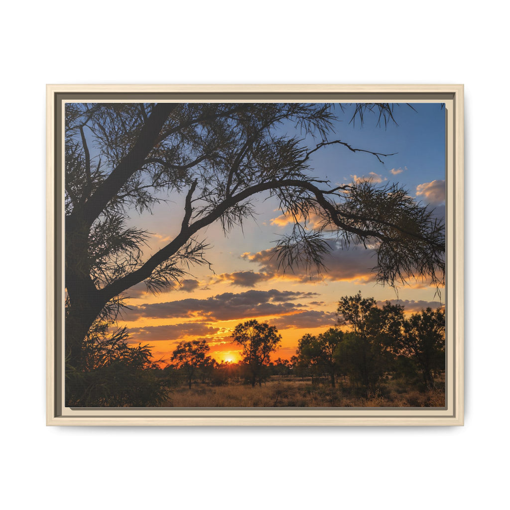 Sunset Silhouette Matte Canvas Print — Framed Landscape Wall Art