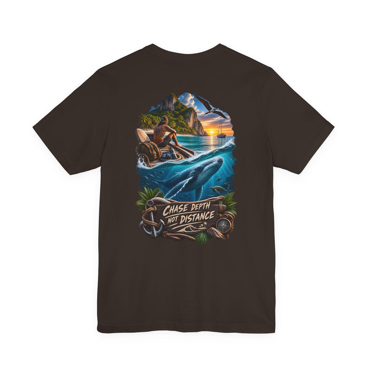T-Shirt — 'Chase Depth Not Distance' Ocean Whale Adventure Tee