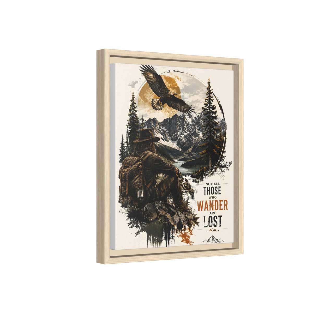 Wanderer Hiking Framed Canvas — "Not All Those Who Wander Are Lost" Wall Art