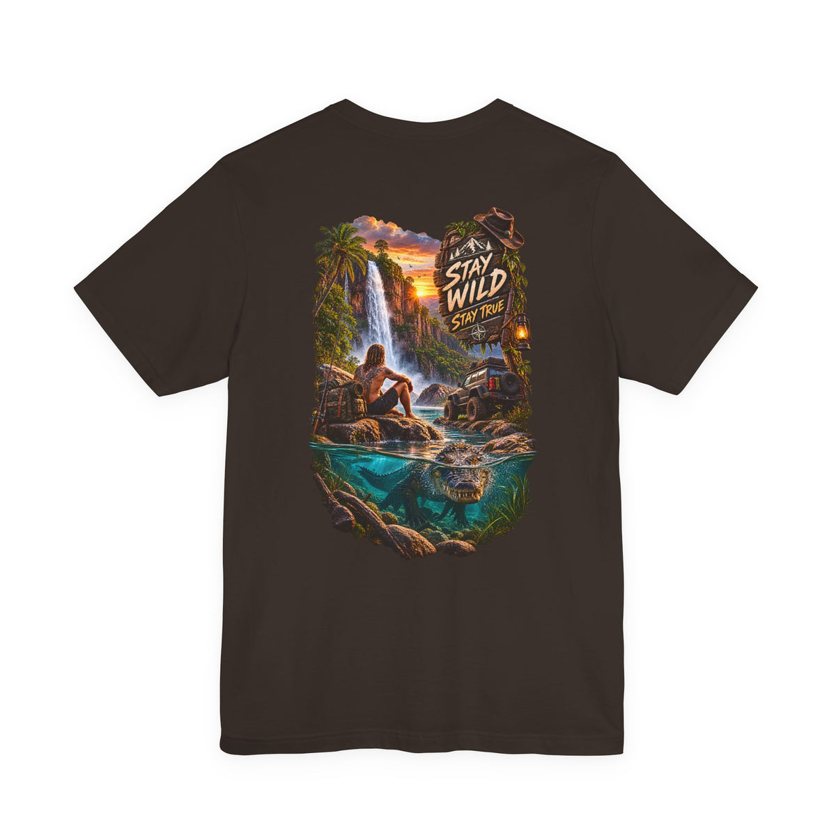 Adventure Graphic Tee — "Stay Wild" Waterfall Outdoor T-Shirt