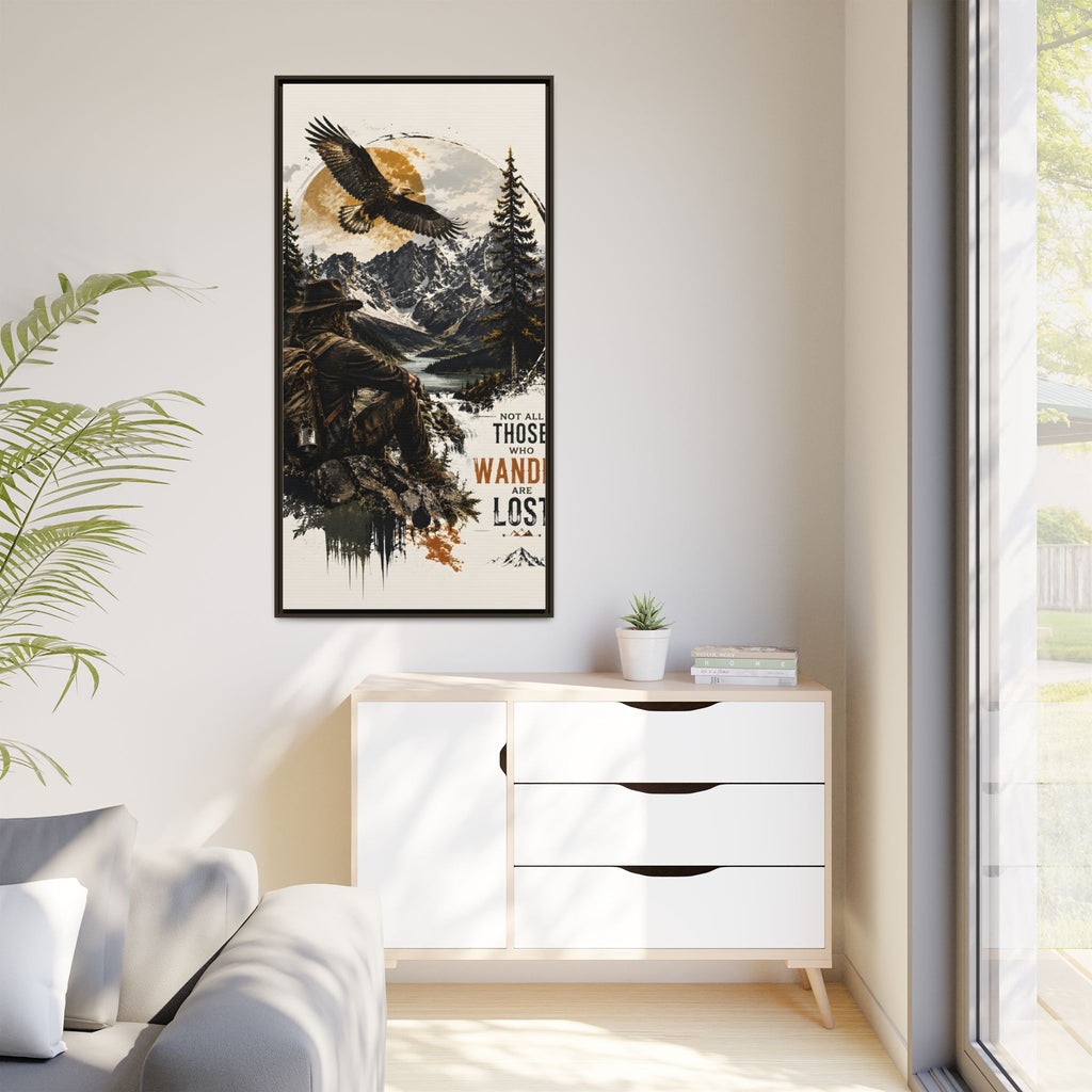 Wander Not Lost Eagle Mountain Canvas Print — Framed Matte Wall Art