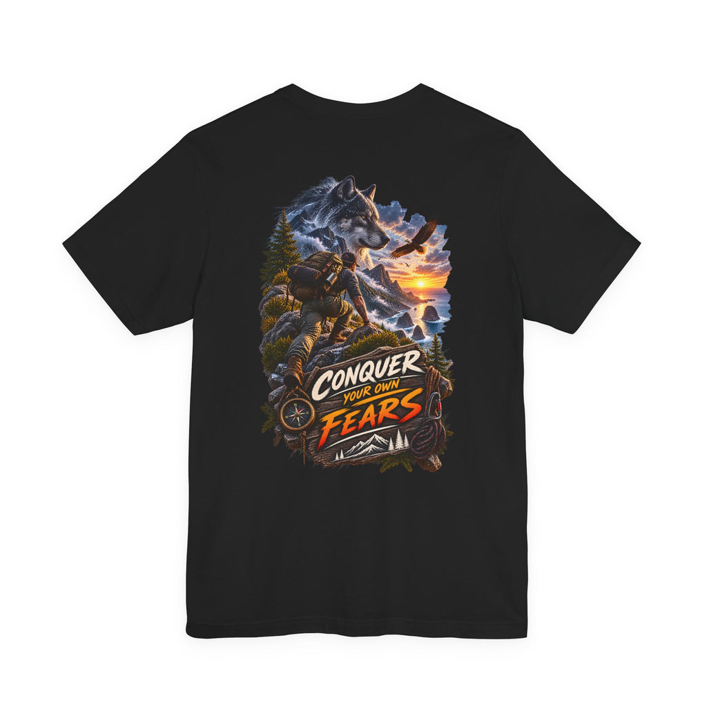 Conquer Your Fears Wolf Graphic Tee — Adventure Motivational T-Shirt