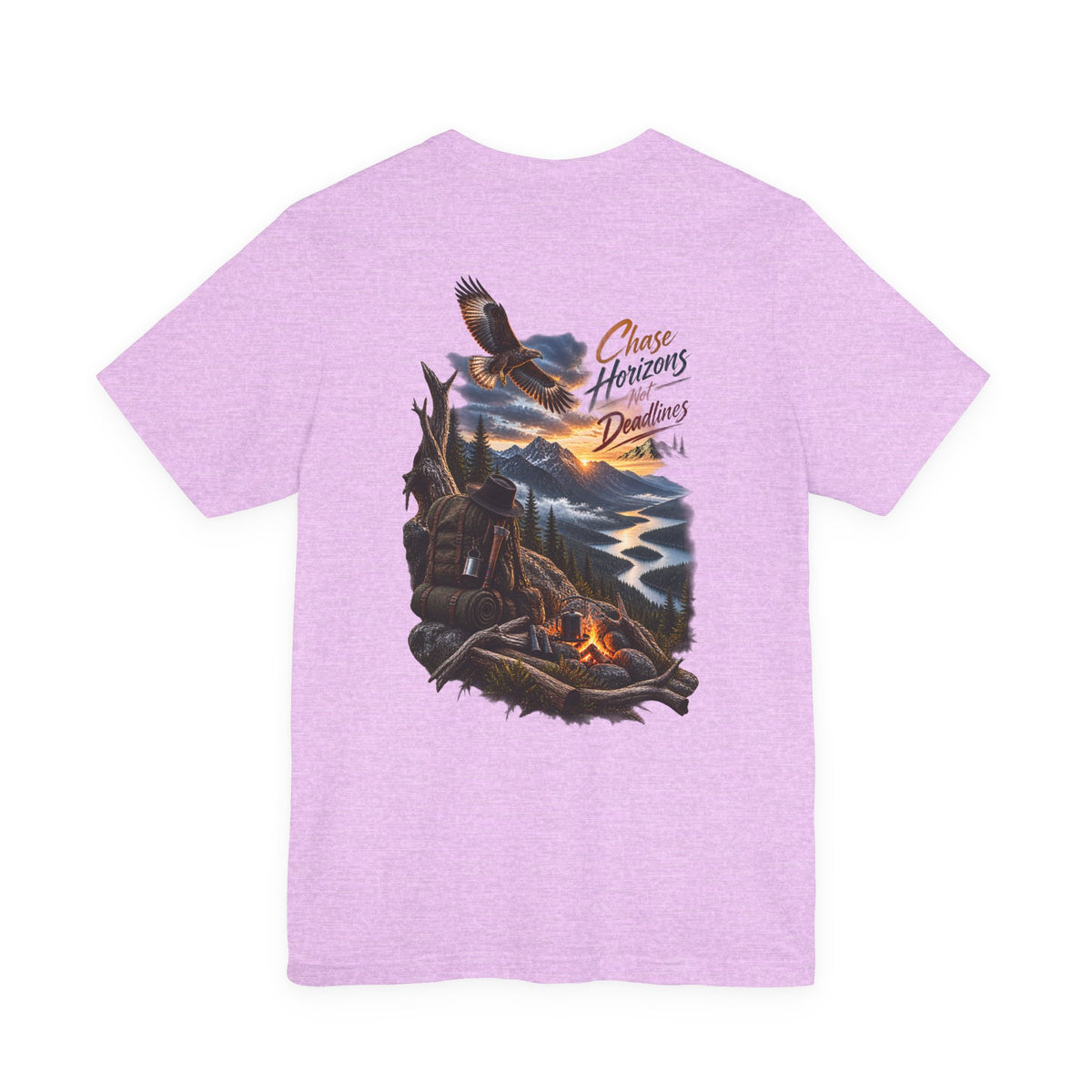 T-Shirt — 'Chase Horizons, Dream Big' Eagle Mountain Campfire Graphic Tee