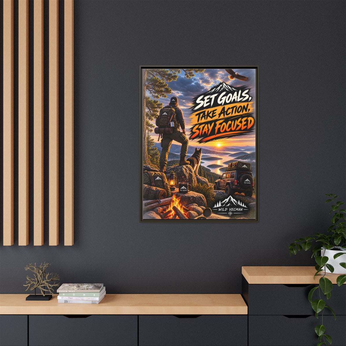 Motivational Adventure Canvas — “Set Goals, Take Action, Stay Focused”