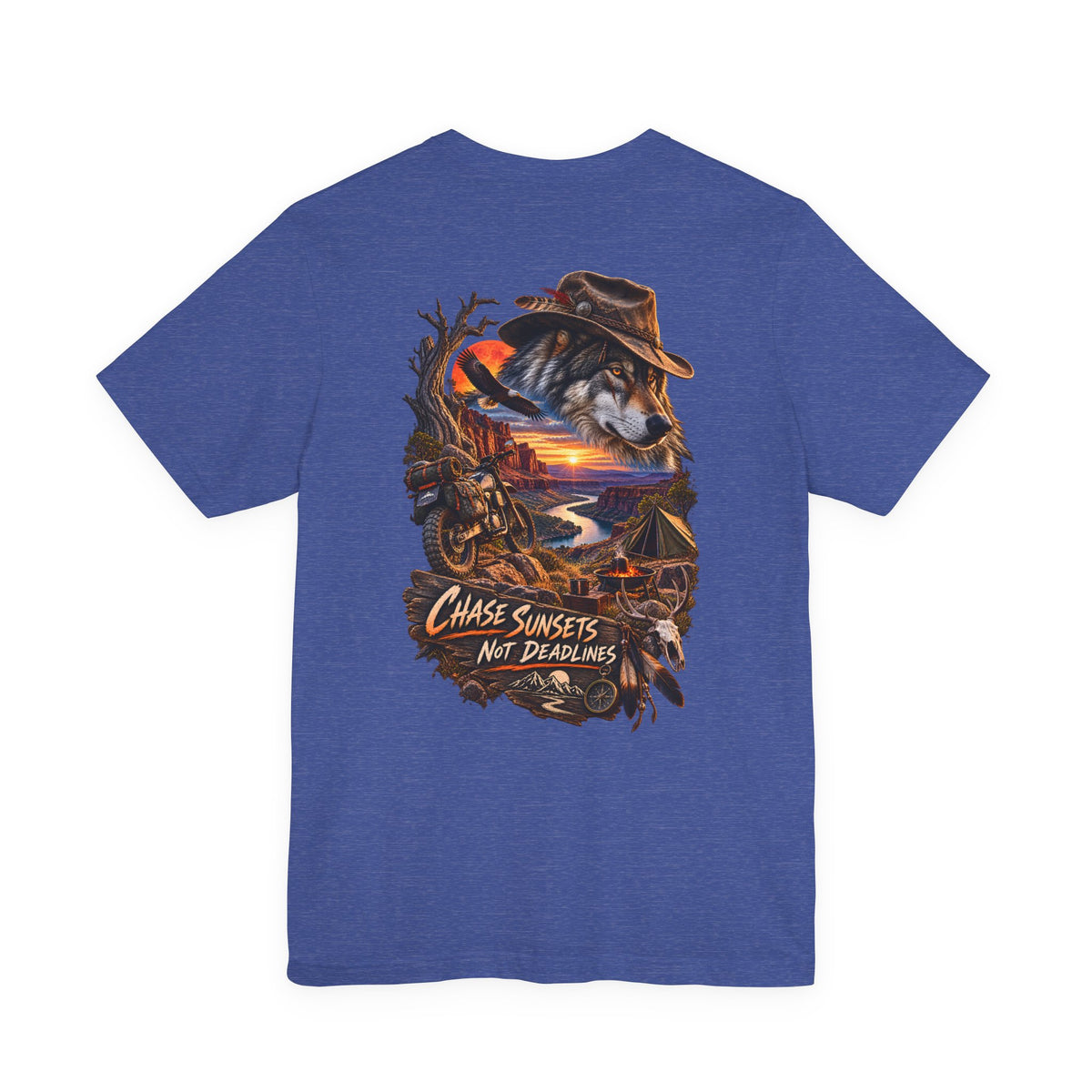 Chase Sunsets Graphic Tee — Motorcycle Sunset Rider Back Print