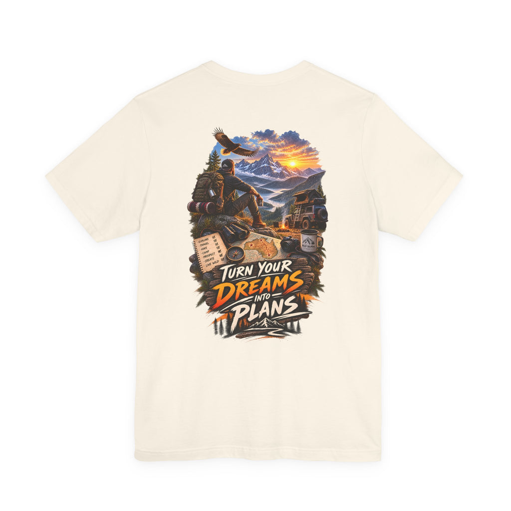 T-shirt d'aventure motivationnel — T-shirt graphique « Transformez vos rêves en projets »