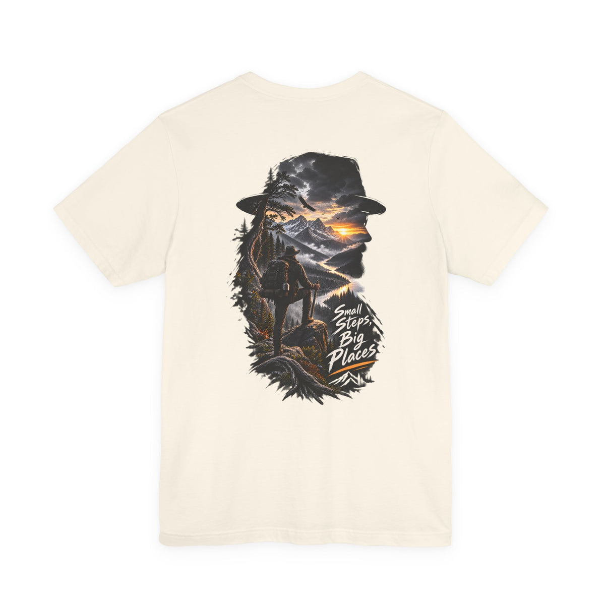 Adventure Hiker Tee — 'Small Steps, Big Places' Mountain Silhouette