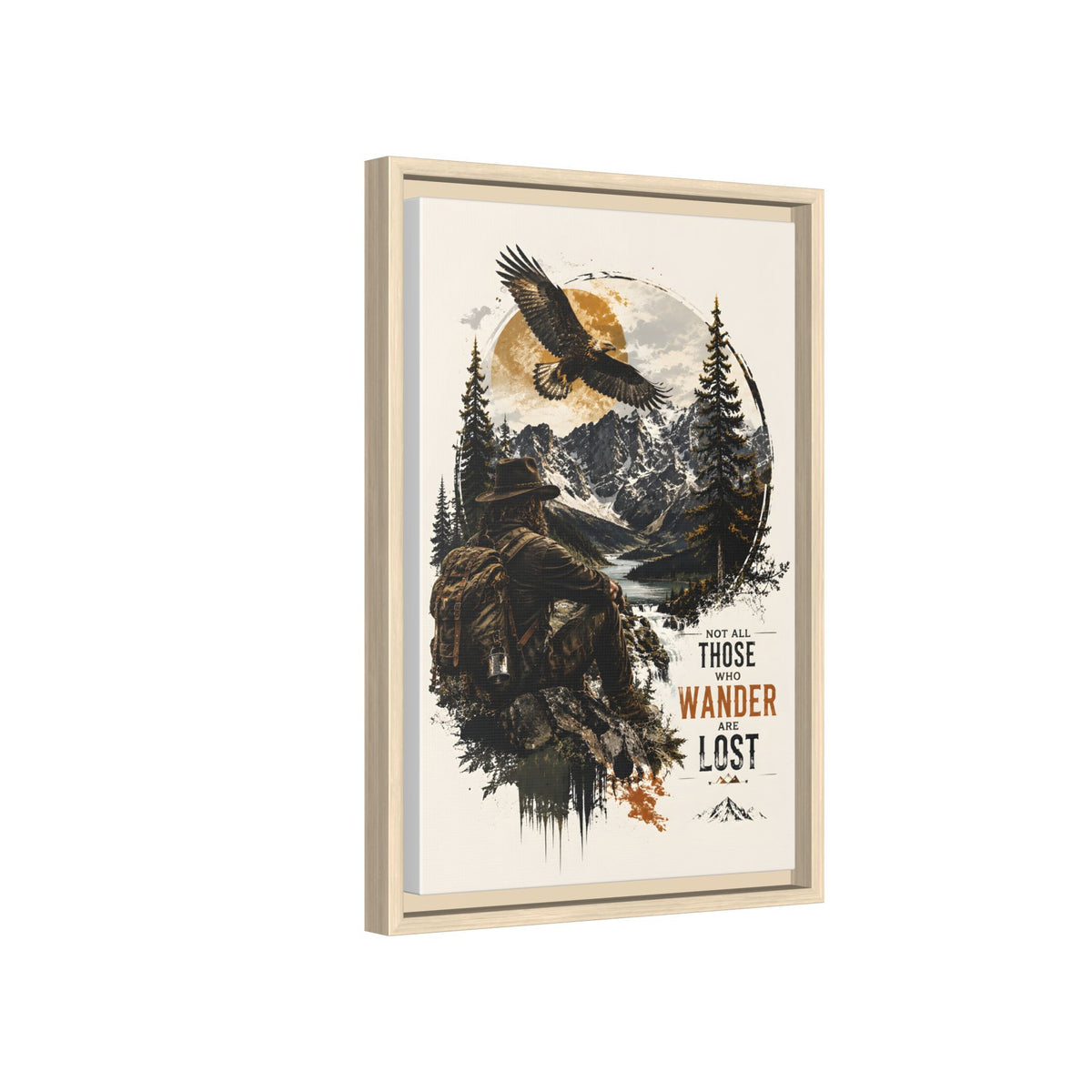 Wanderer Hiking Framed Canvas — "Not All Those Who Wander Are Lost" Wall Art