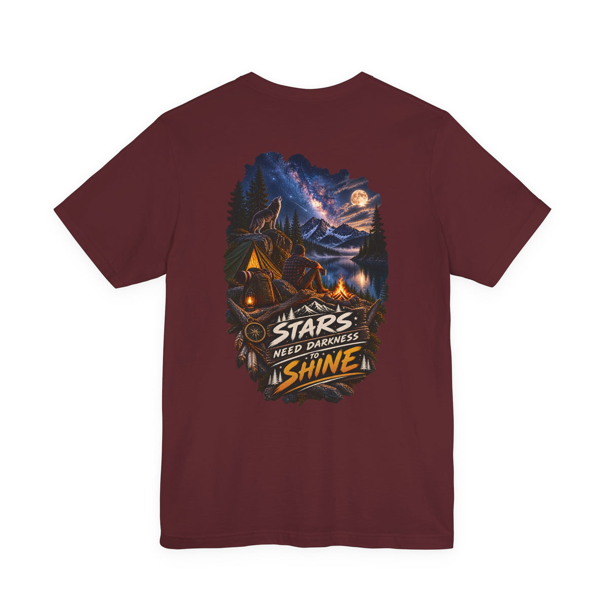 Camping Night Sky T-Shirt — "The Stars Need Darkness to Shine" Graphic Tee