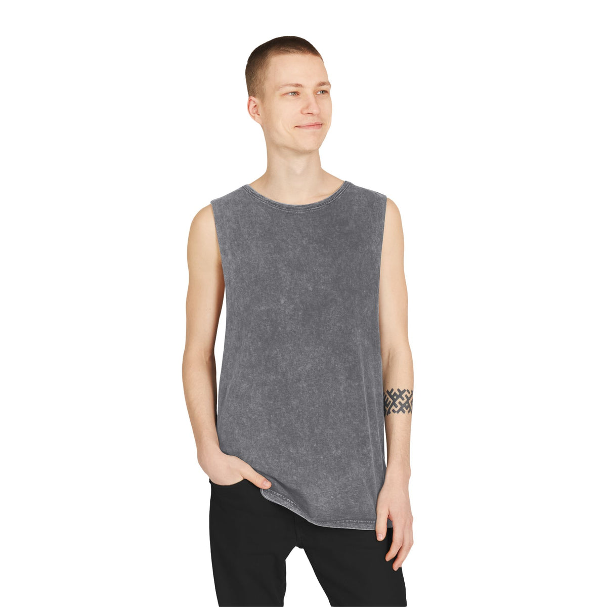 Wild Vecman logo - Compass Tank Top — Vintage Stonewash Adventure Graphic