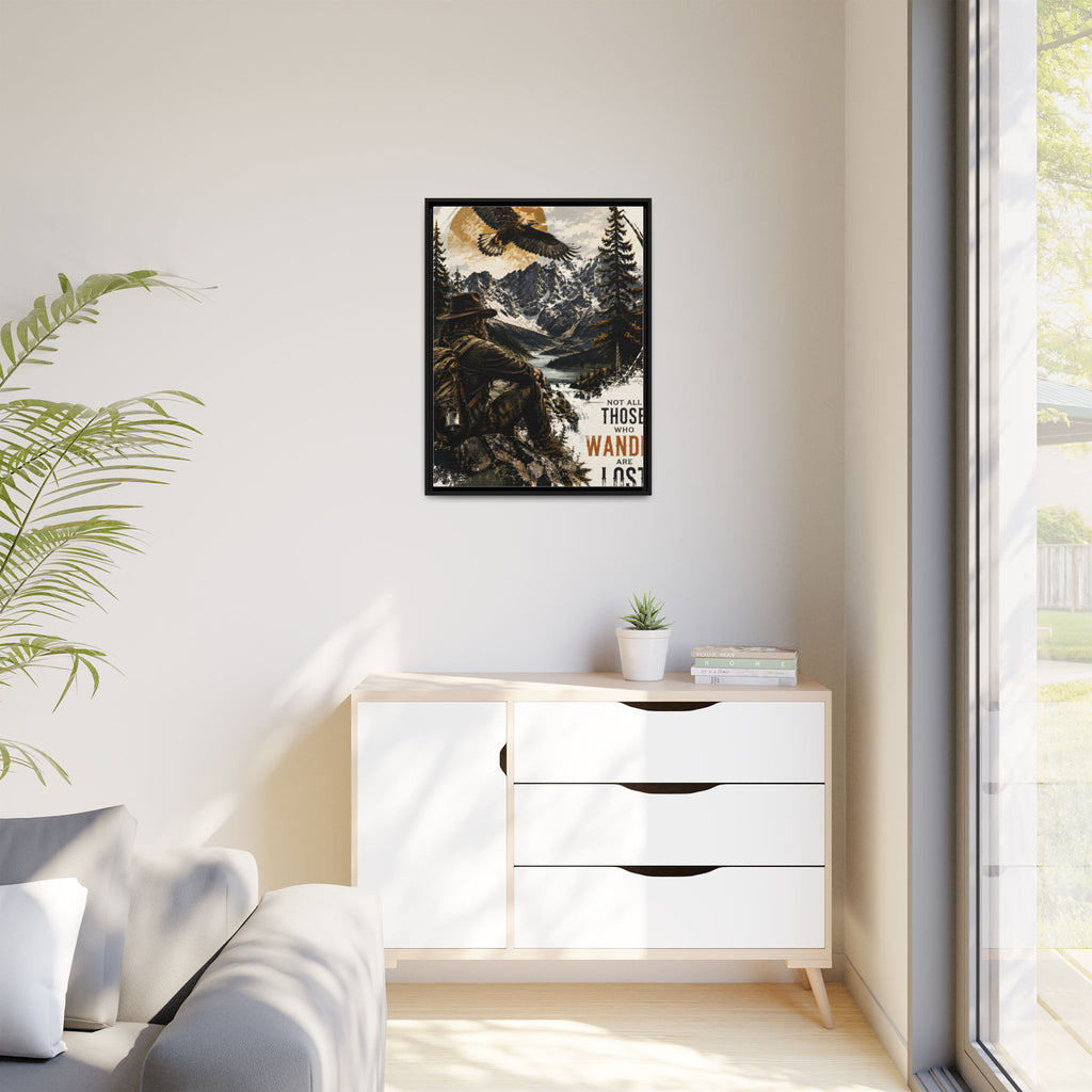Wander Not Lost Eagle Mountain Canvas Print — Framed Matte Wall Art