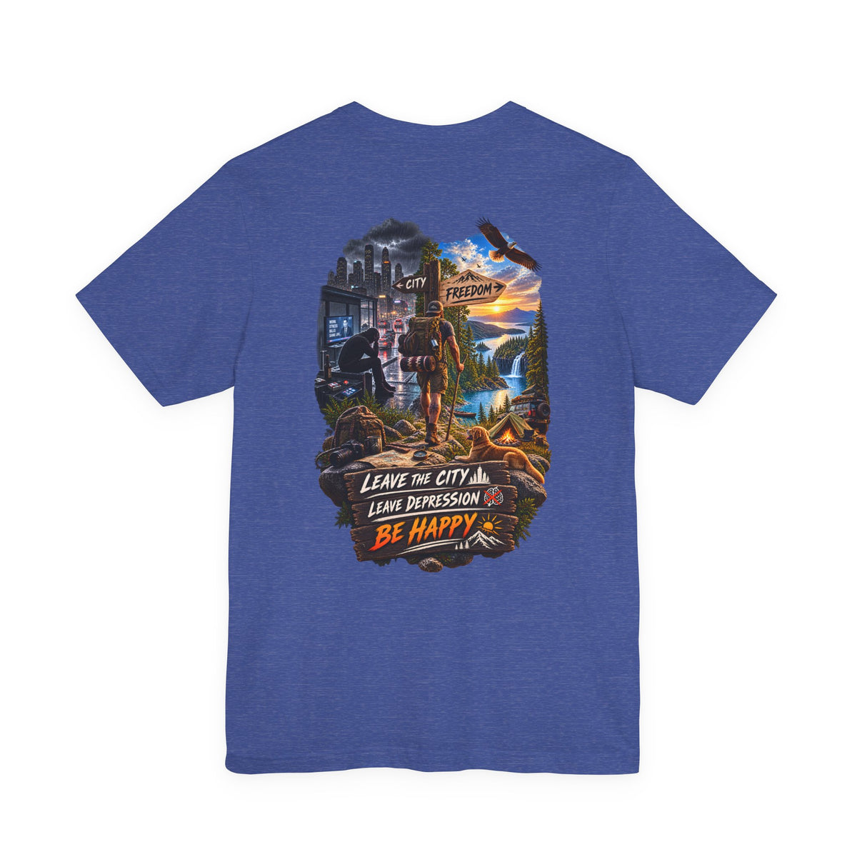 Leave the City Leave Depression Be Happy T‑Shirt — Mental Health Outdoors Graphic Tee