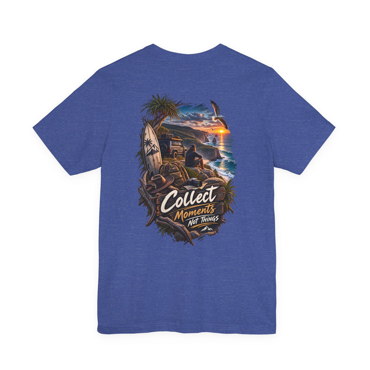 T-Shirt — "Collect Moments Not Things" Beach Sunset Graphic Tee