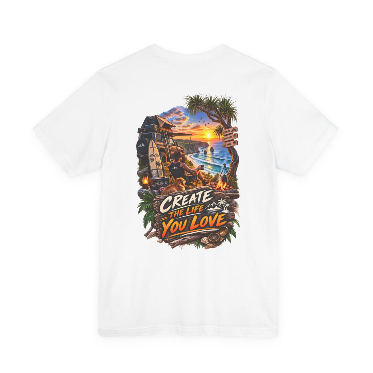 Create the Life You Love T‑Shirt — Beach Sunset Surf Graphic Tee