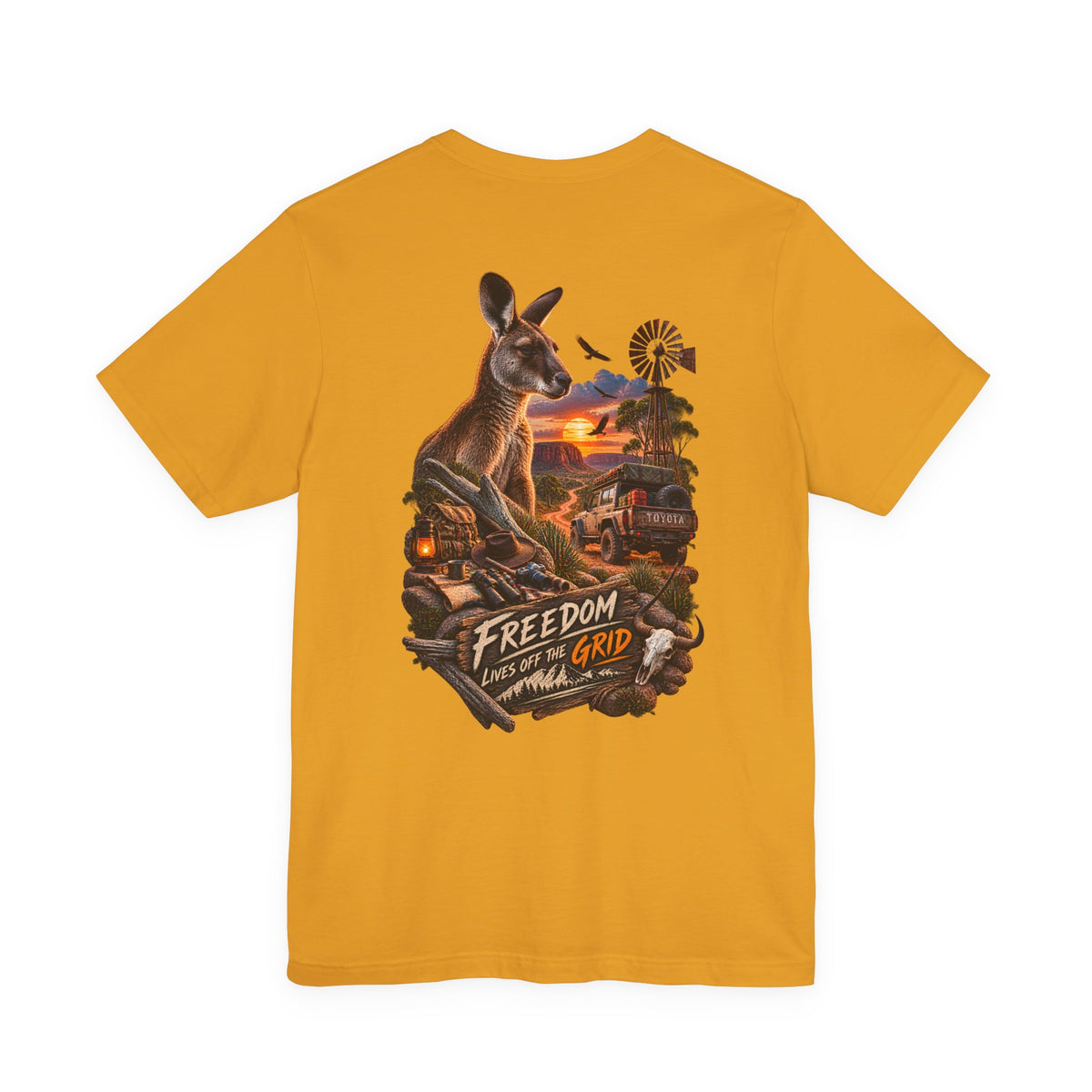 Freedom Down Under Kangaroo T-Shirt — Australia Sunset Wildlife Graphic Tee