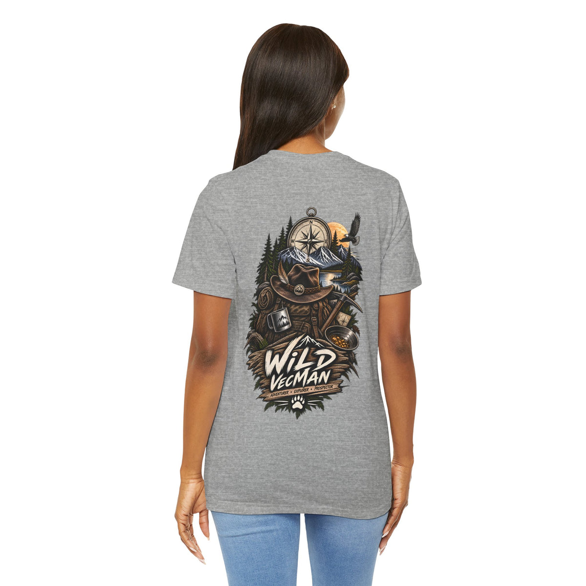 Wild Vegman Adventure T-Shirt — Outdoorsy Compass & Forest Graphic Tee
