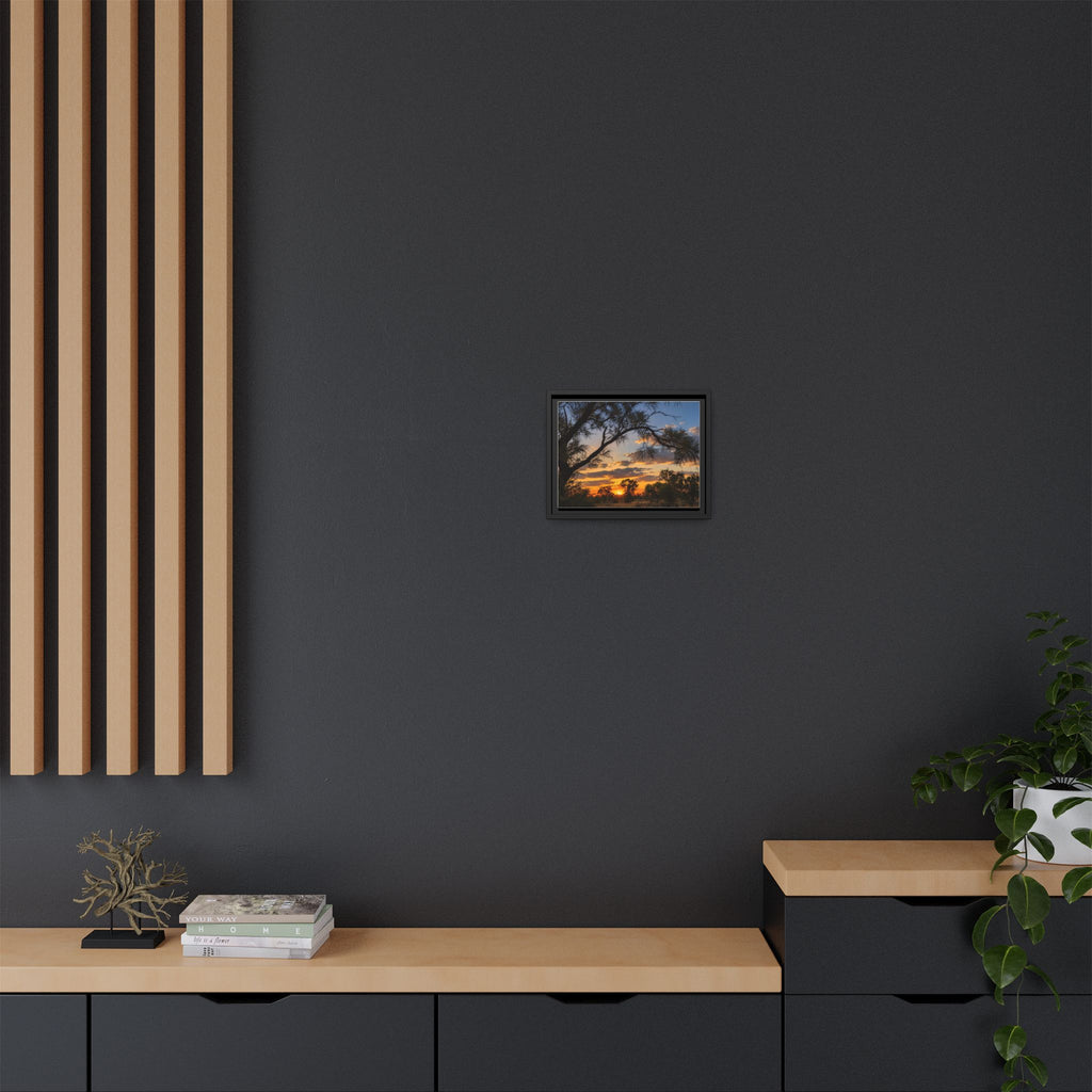 Sunset Silhouette Matte Canvas Print — Framed Landscape Wall Art