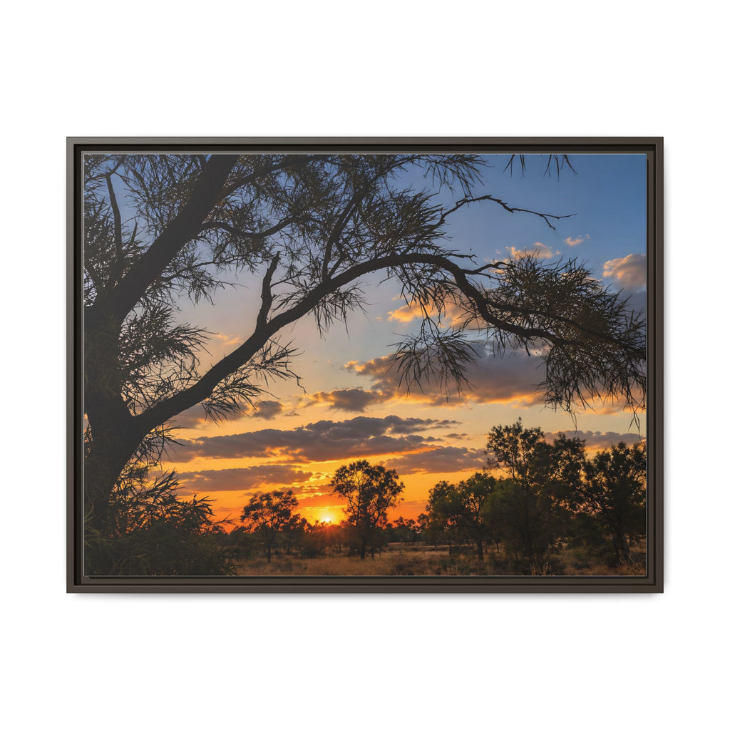 Sunset Silhouette Matte Canvas Print — Framed Landscape Wall Art