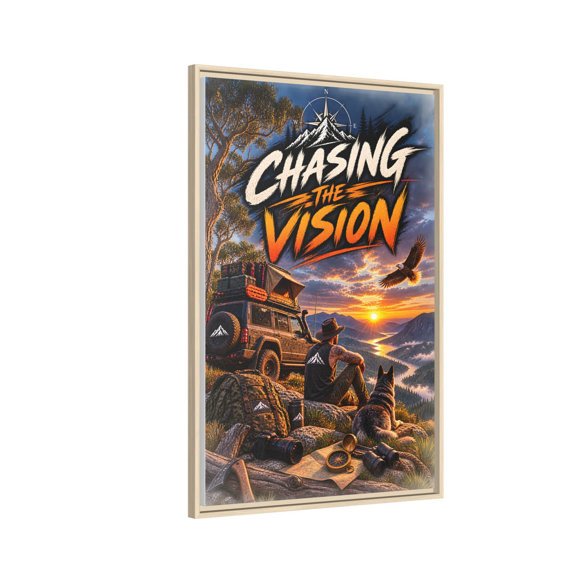 Chasing the Vision Matte Canvas Print (Framed) — Adventure Landscape Wall Art