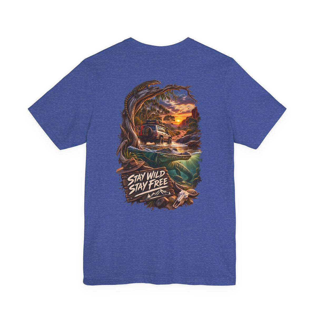 T‑Shirt — 'Stay Wild Stay Free' Sunset Canoe Adventure Graphic Tee