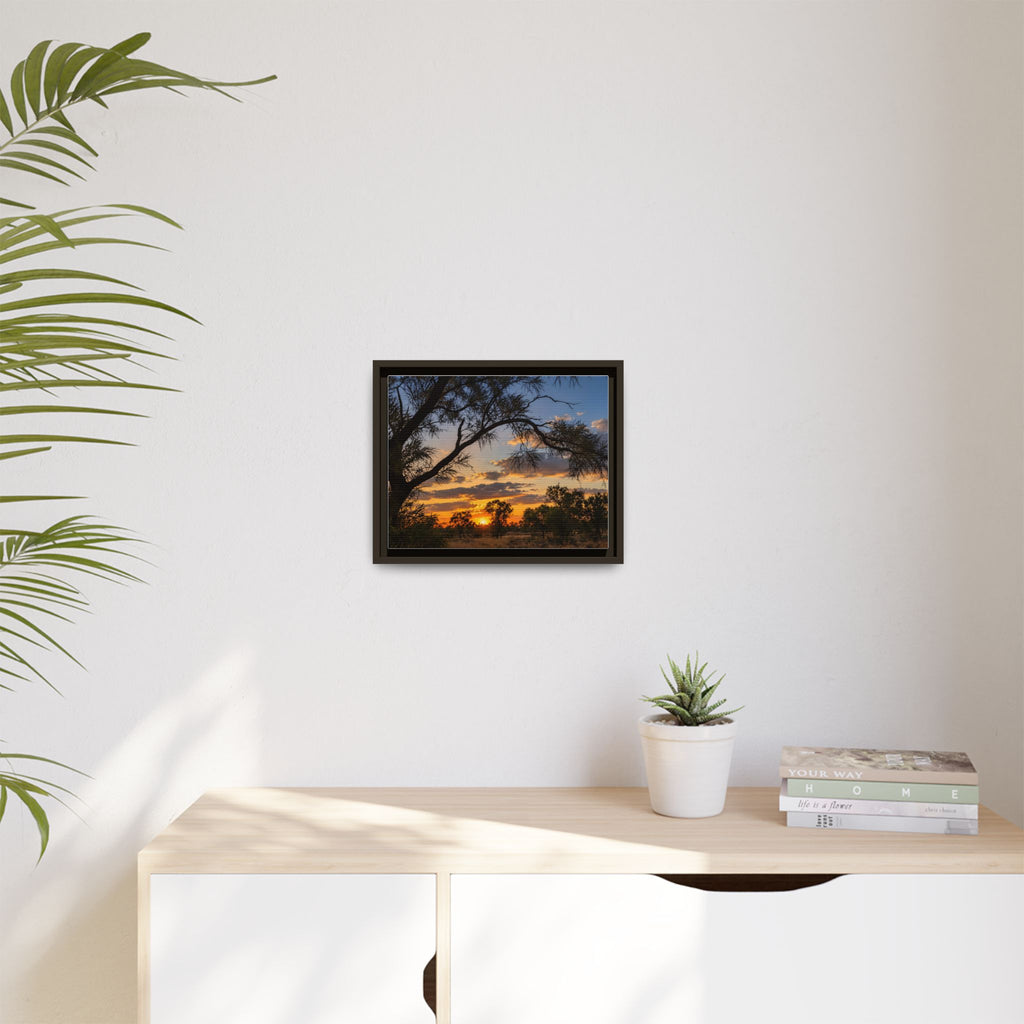 Sunset Silhouette Matte Canvas Print — Framed Landscape Wall Art