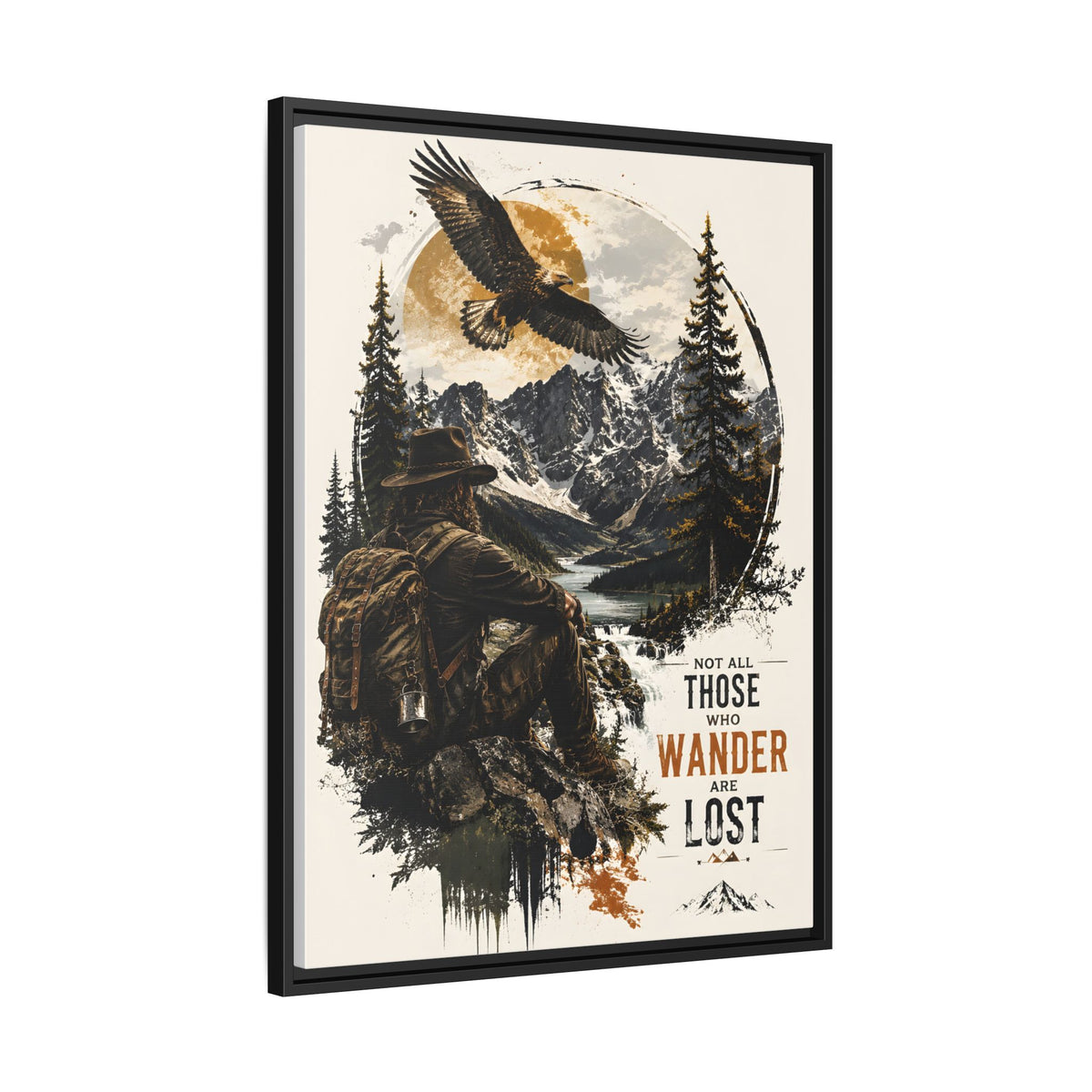 Wanderer Hiking Framed Canvas — "Not All Those Who Wander Are Lost" Wall Art
