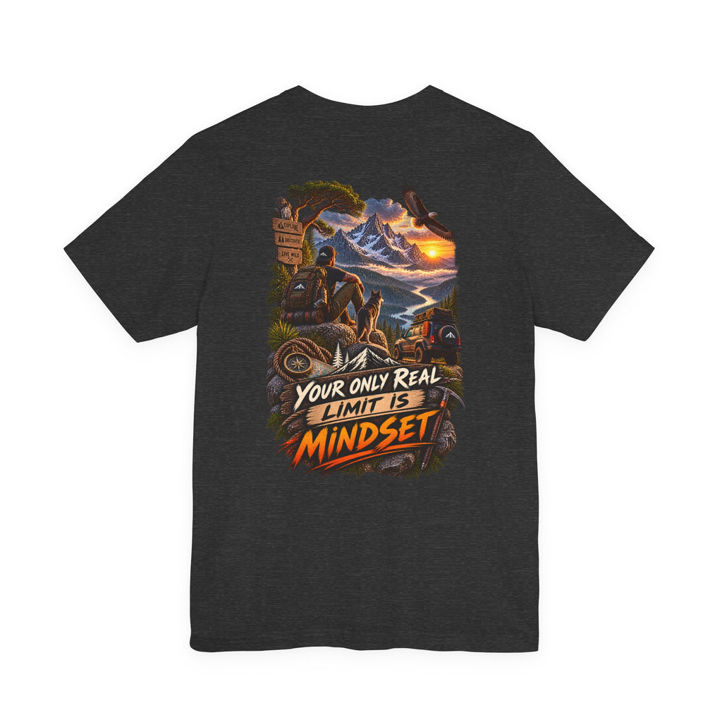 T-shirt graphique Mindset Adventure — T-shirt de motivation « Votre seule vraie limite est votre état d'esprit » avec motif de montagne