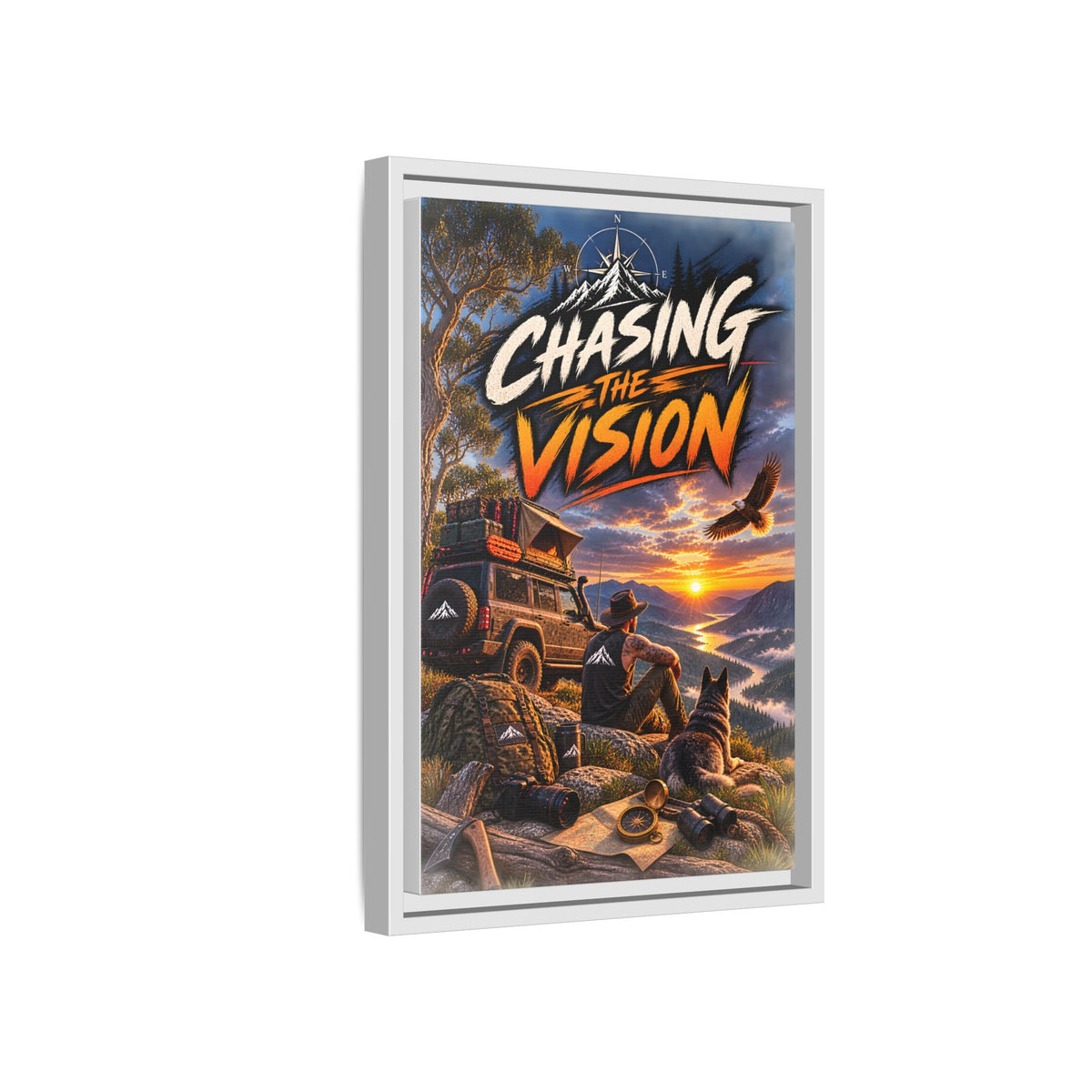 Chasing the Vision Matte Canvas Print (Framed) — Adventure Landscape Wall Art
