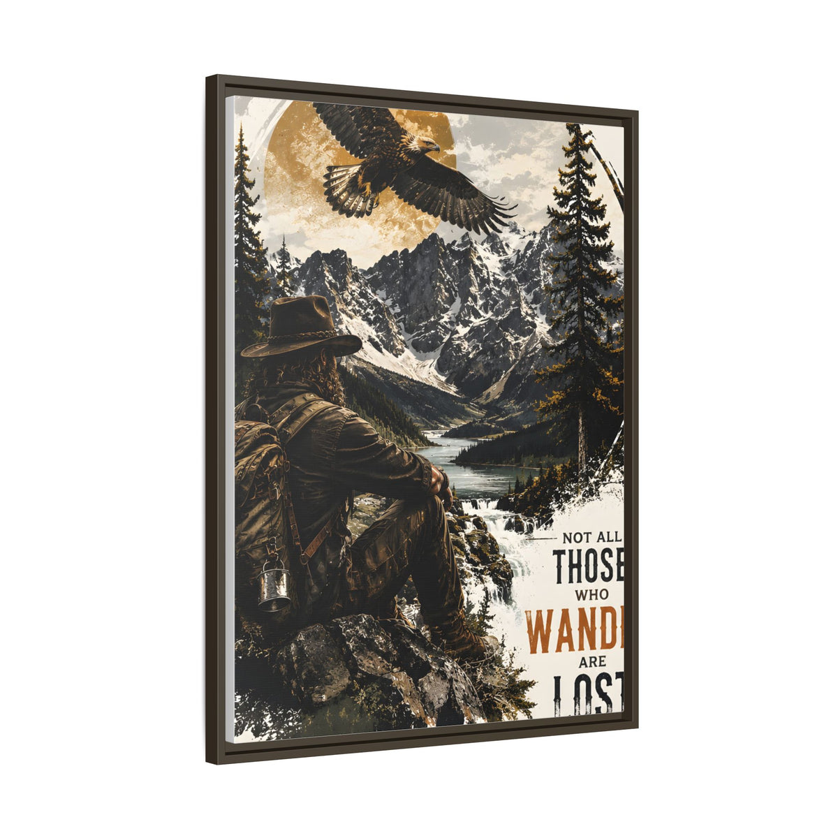 Wander Not Lost Eagle Mountain Canvas Print — Framed Matte Wall Art