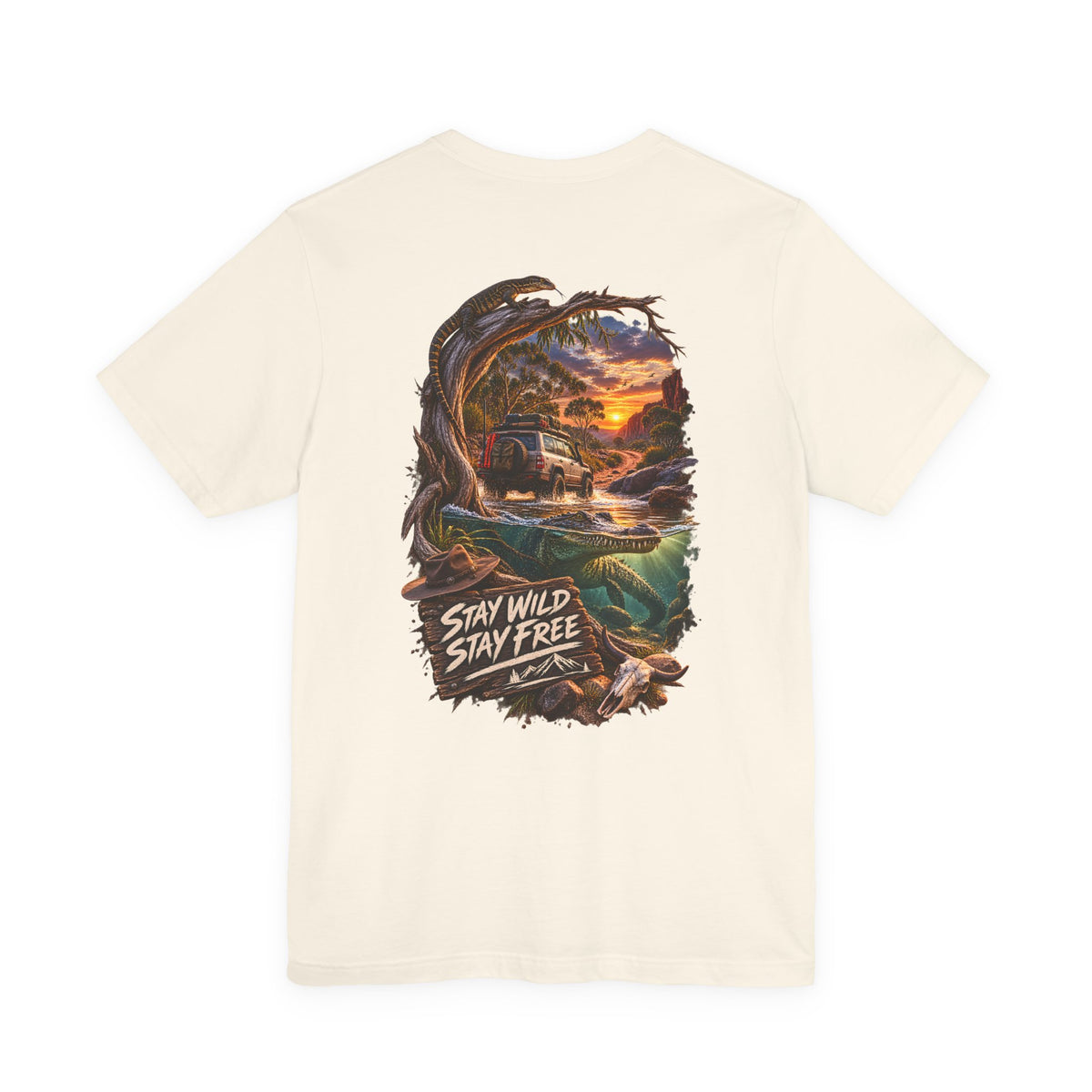 T‑Shirt — 'Stay Wild Stay Free' Sunset Canoe Adventure Graphic Tee